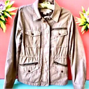 J. Crew Classic Twill Chino Jacket Full Zip Safari Utility Military
